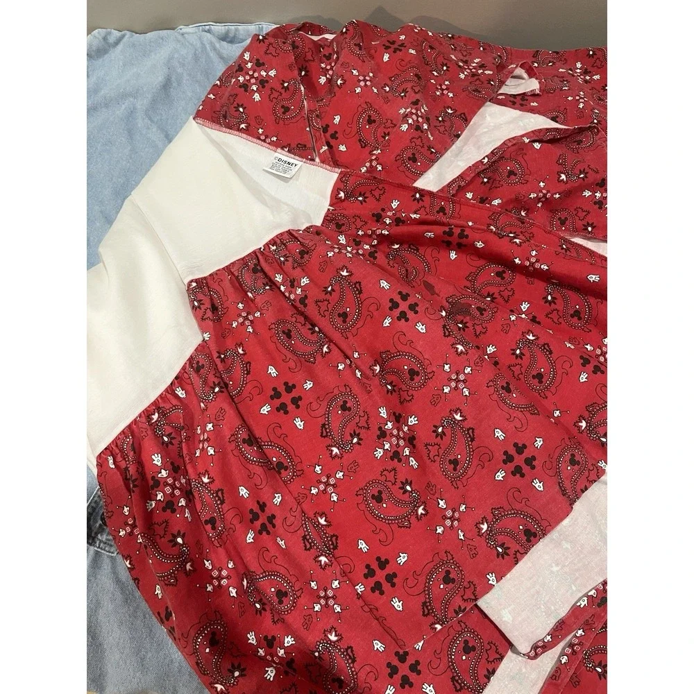 VTG Disney Store Mickey Mouse Denim‎ Duvet Cover Queen Embroidered Shams Skirt